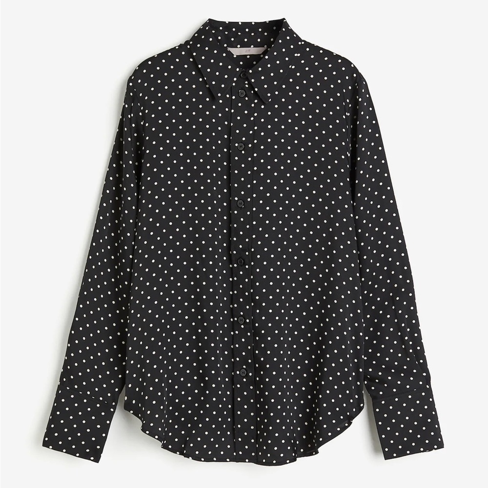 H&M Polka Dot Black White Flowy Blouse - XS